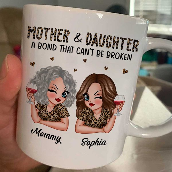 Leopard Pattern Mother Daughter Bond That Can't Be Broken Personalized Mug, Gift For Daughter