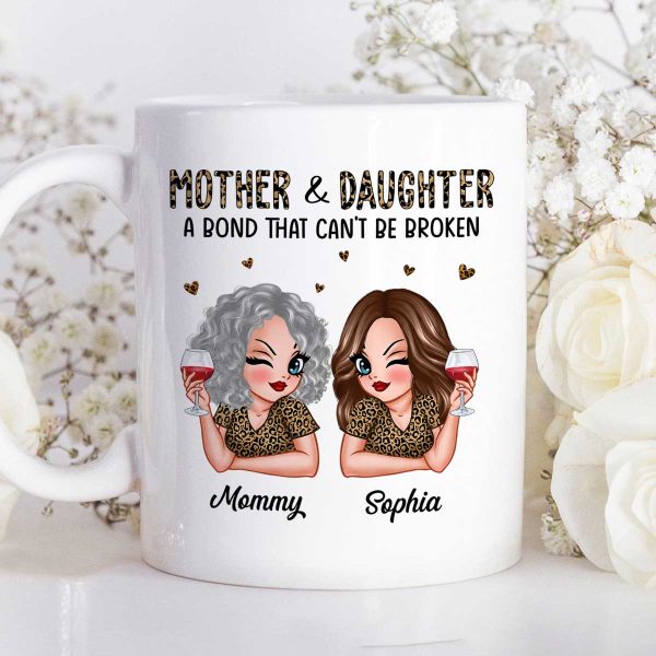 Leopard Pattern Mother Daughter Bond That Can't Be Broken Personalized Mug, Gift For Daughter