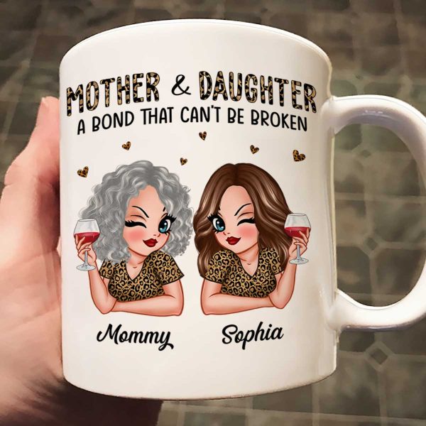Leopard Pattern Mother Daughter Bond That Can't Be Broken Personalized Mug, Gift For Daughter
