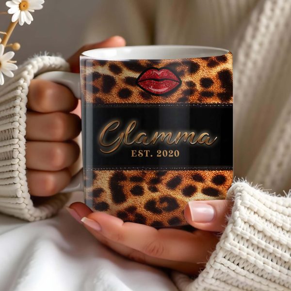 Leopard Print And Red Lips Glamorous Coffee Mug - Personalized Custom Coffee Mug - GRM042_MG