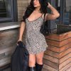 Leopard Print V-Neck Slip Mini Dress