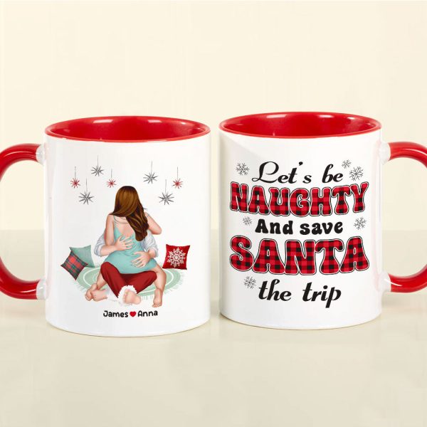 Let's Be Naughty And Safe Santa The Trip, Couple Gift, Personalized Mug, Funny Couple Coffee Mug, Christmas Gift