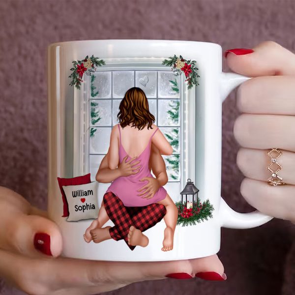 Let's Be Naughty And Save Santa The Trip, Personalized Coffee Mug, Naughty Couple Kissing, Christmas Gift For Him/Her