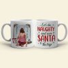 Let's Be Naughty And Save Santa The Trip, Personalized Coffee Mug, Naughty Couple Kissing, Christmas Gift For Him/Her
