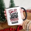 Let's Get Trashed Christmas Raccoon Personalized Mug, Funny Gift for Feral Women with Custom Name