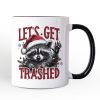 Let's Get Trashed Christmas Raccoon Personalized Mug, Funny Gift for Feral Women with Custom Name