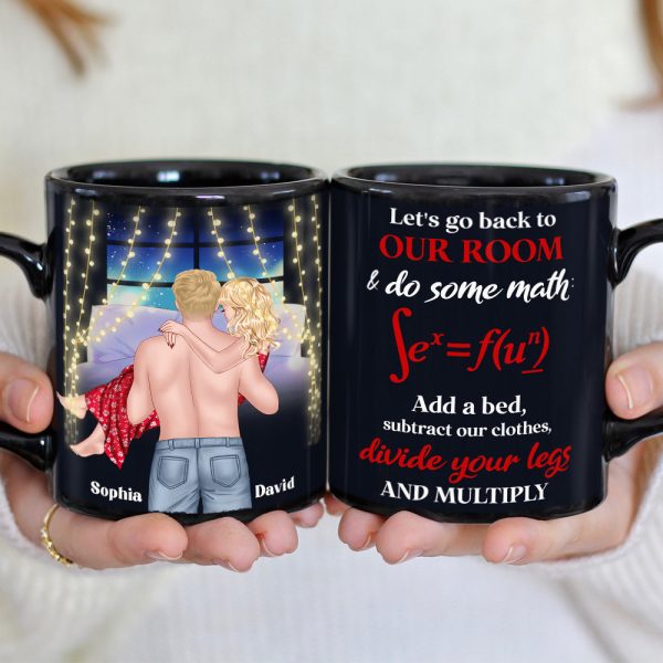 Let's Go Back To Our Room & Do Some Math, Personalized Couple Black Mug