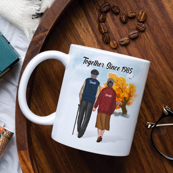 Let's Walk Together Stay Together & Grow Old Together Personalized Old Couple Mug, Gift For Couple