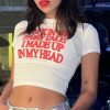 Letter Red Printed White Tee