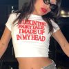 Letter Red Printed White Tee