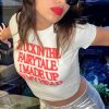 Letter Red Printed White Tee