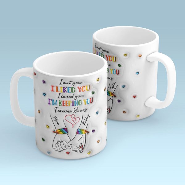 LGBT Couple Hands Pinky Promise Personalized 3D Inflated Effect Printed Mug