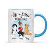 Life Better With Dog Pretty Cartoon Woman & Sitting Dog Personalized Mug