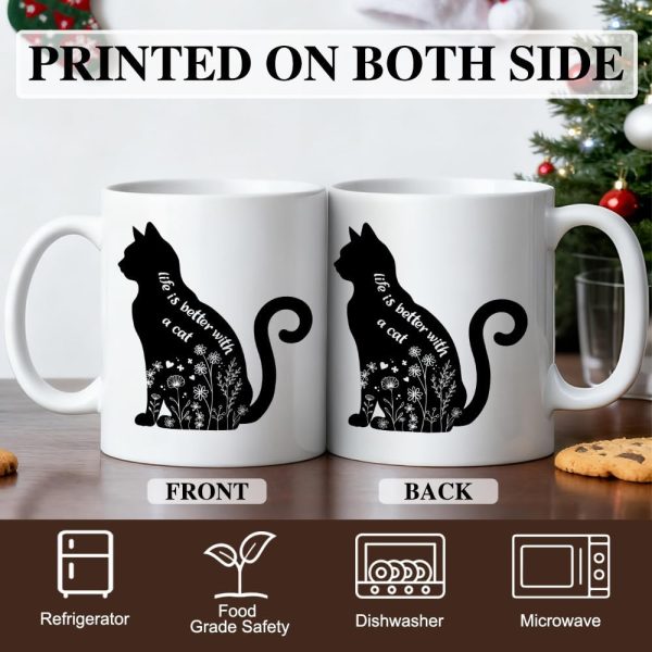 Life Is Better With a Cat Coffee Mug Funny Cat Lover Gift for Cat Mom Dad Women Men