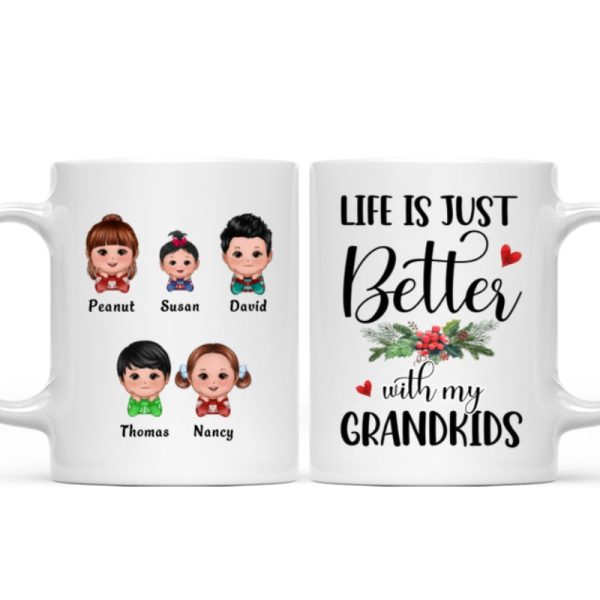 Life Is Better With Grandkids Chin On Hands Christmas Personalized Mug