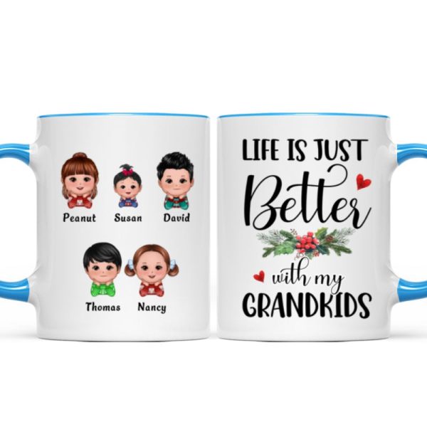 Life Is Better With Grandkids Chin On Hands Christmas Personalized Mug