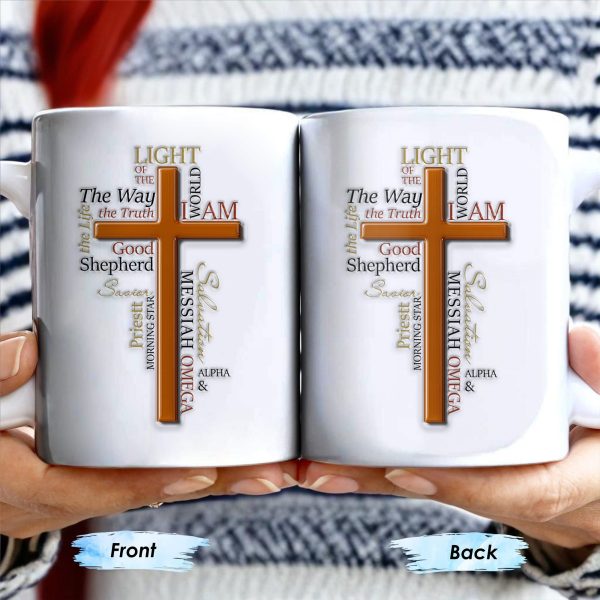 Light Of The Way, The Truth, Good Shepherd, Alpha & Omega, Messiah, Cross and Religious Text - Personalized Custom Coffee Mug - FTH069_MG