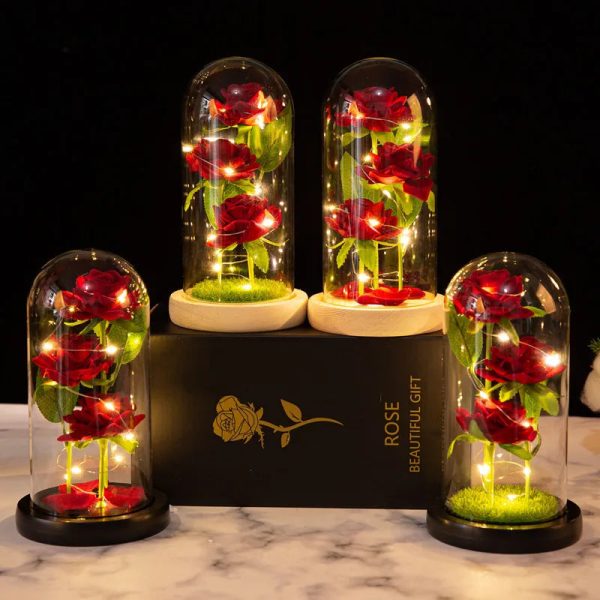 Light Up Rose Glass Dome Ornament