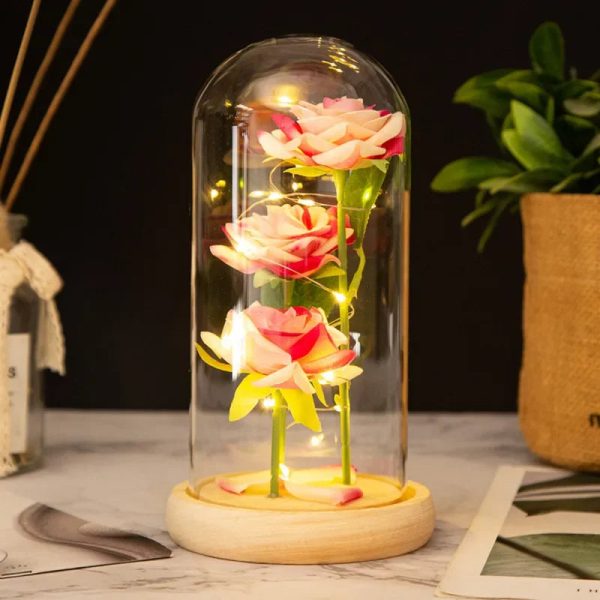 Light Up Rose Glass Dome Ornament