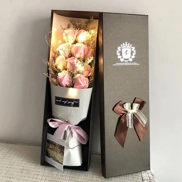 Lighted Soap Rose Bouquet Gift Box for Valentine’s Day
