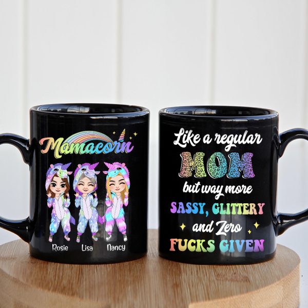 Like A Regular Mom But Way More Sassy, Personalized Mug, Gift For Mom, Mother's Day Gift, Unicorn Mom And Daughters