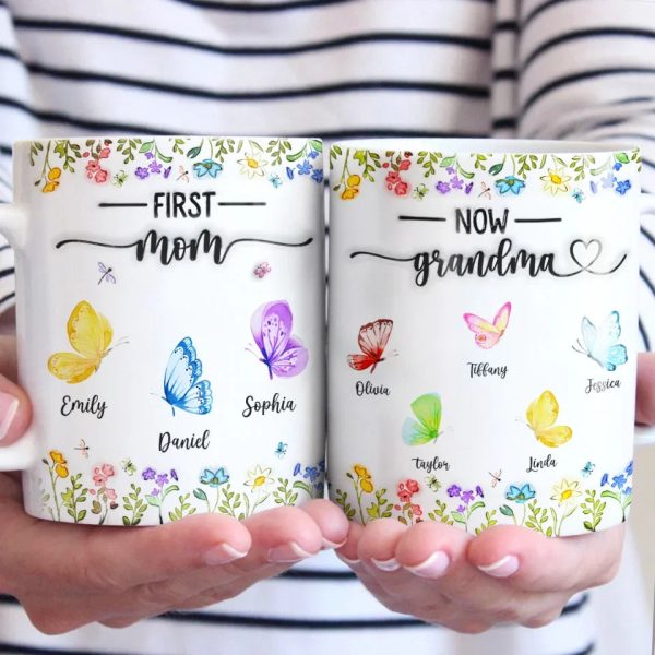 Like Butterflies, Their Love Transcends Generations - Family Personalized Custom 3D Inflated Effect Printed Mug - Gift For Mom, Grandma