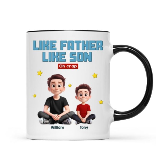 Like Father Like Daughter Son Cartoon Funny Style Personalized Mug, Gift For Dad