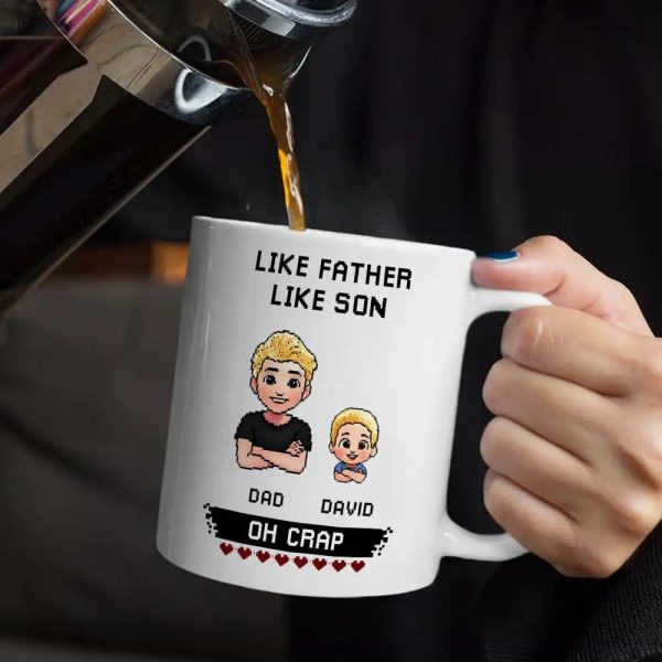Like Mother Father Like Daughter Son Oh Crap Pixel Art - Personalized Mug