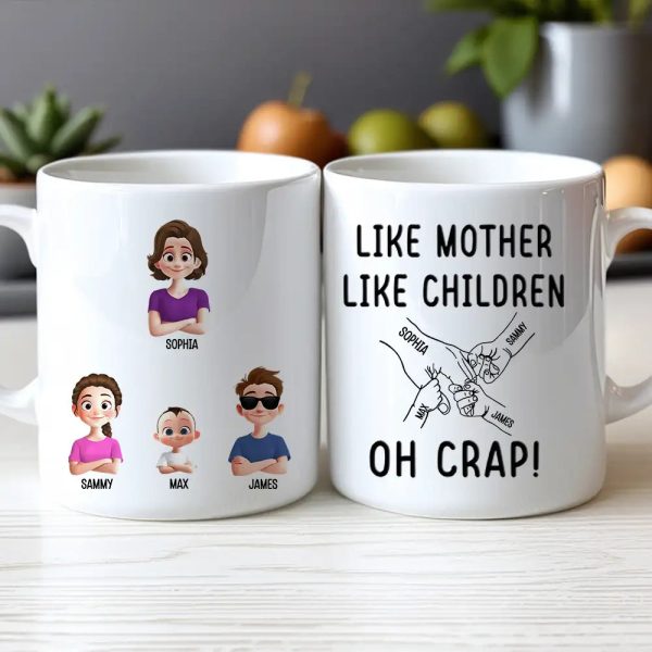 Like Mother Like Children Customizable Cartoon Cup with Hand Gesture Design Best Mother's Day Gift