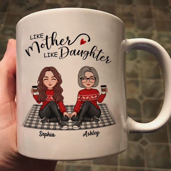 Like Mother Like Daughter Cute Mother Daughter Sitting On Mat Personalized Mug