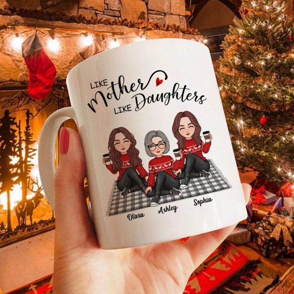 Like Mother Like Daughter Cute Mother Daughter Sitting On Mat Personalized Mug