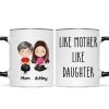 Like Mother Like Daughter Doll Woman Sitting Watercolor Style Personalized Mug