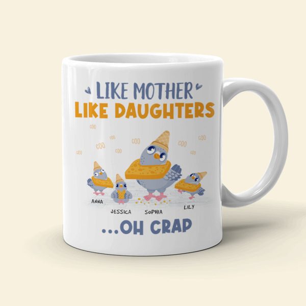 Like Mother Like Daughter, Gift For Mom, Personalized Mug, Pigeon Bird Mug, Mother's Day Gift