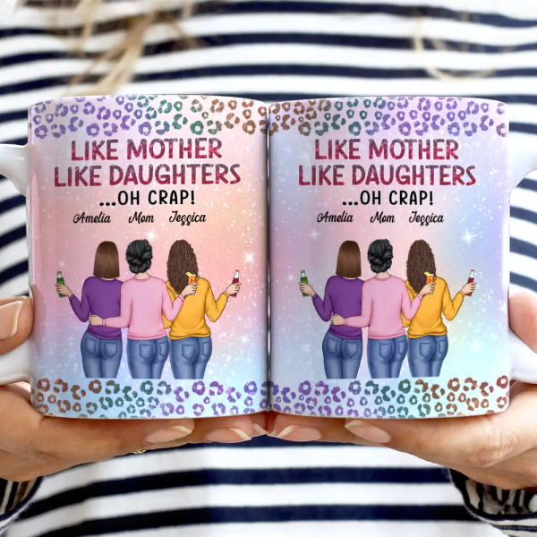 Like Mother Like Daughter Twinkle Leopard - Personalized White Edge-to-Edge Mug
