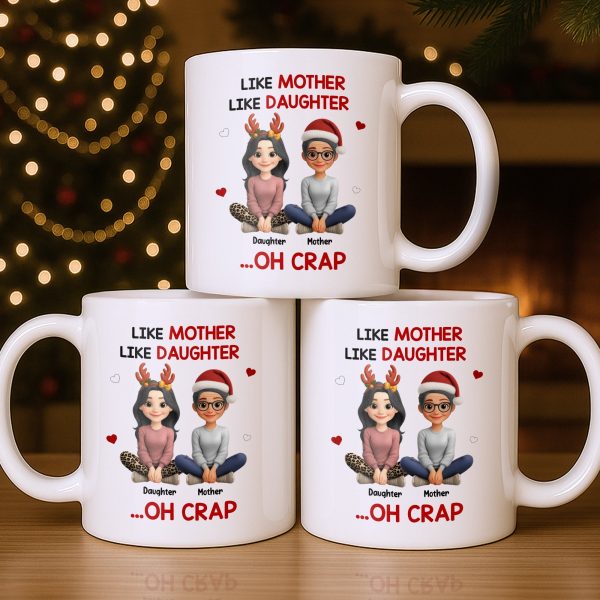 Like Mother Like Daughter With Cartoon Characters - Personalized Custom Coffee Mug - FAM773_MG