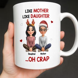 Like Mother Like Daughter With Cartoon Characters - Personalized Custom Coffee Mug - FAM773_MG