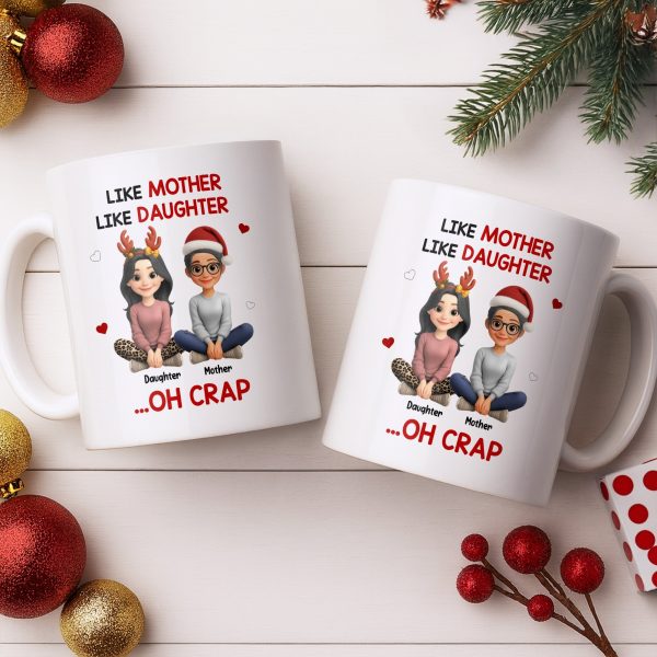 Like Mother Like Daughter With Cartoon Characters - Personalized Custom Coffee Mug - FAM773_MG