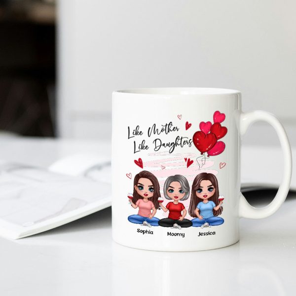 Like Mother, Like Daughters - Custom Ceramic Mug, Perfect Gift for Moms and Daughters - Personalized Mug Celebrating the Unbreakable Bond!