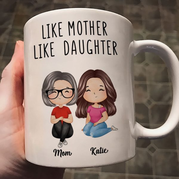 Like Mother Like Daughters Watercolor Style Women Sitting Gift For Mom Daughters Personalized Mug