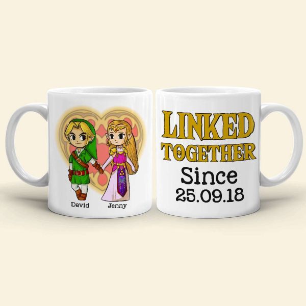 Linked Together Personalized Couple White Mug - 03natn030623