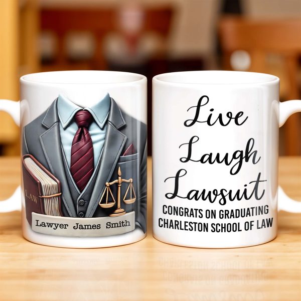 Live Laugh Lawsuit Congrats on Graduating Charleston School of Law - Personalized Custom Coffee Mug - GRAD289_MG