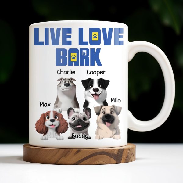 Live Love Bark, Dogs - Personalized Custom Coffee Mug - DOG044_MG