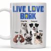 Live Love Bark, Dogs - Personalized Custom Coffee Mug - DOG044_MG