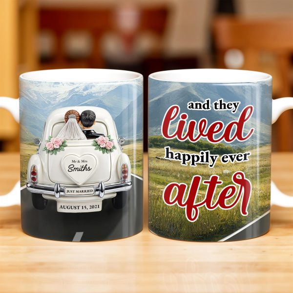 Lived Happily Ever After Vintage Car And Couple Design - Personalized Custom Coffee Mug - CPL114_MG