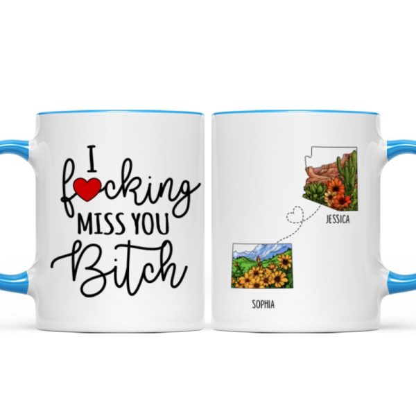 Long Distance Best Friend Moving Gift Watercolor Wildflower State Map Personalized Mug