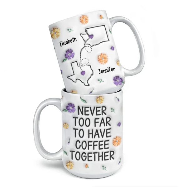 Long Distance Miss You More Than Words Can Say - Bestie Personalized Custom 3D Inflated Effect Printed Mug - Christmas Gift For Best Friends, BFF, Sisters