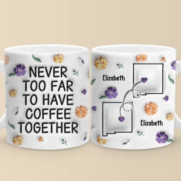 Long Distance Miss You More Than Words Can Say - Bestie Personalized Custom 3D Inflated Effect Printed Mug - Christmas Gift For Best Friends, BFF, Sisters
