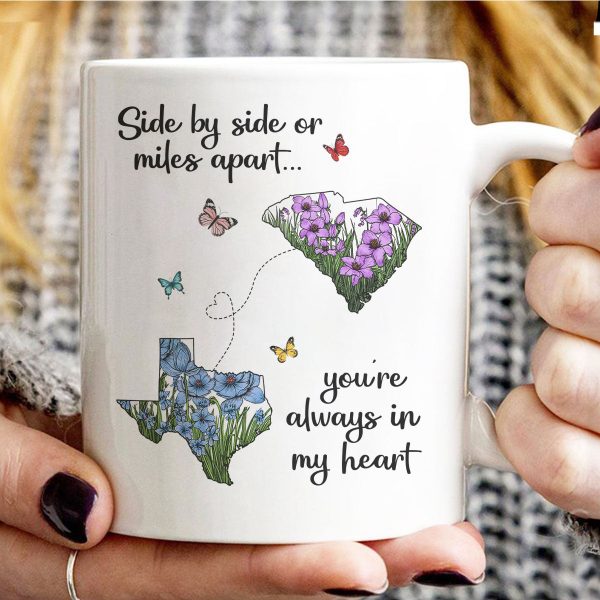 Long Distance Mom Gift Mothers Day Custom State Map Mug