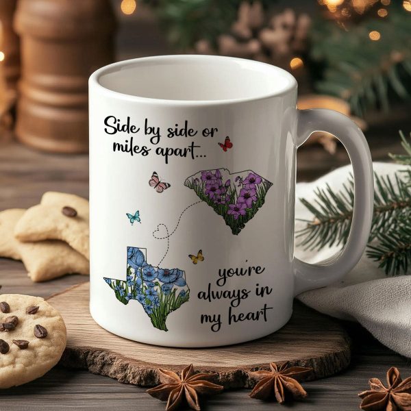 Long Distance Mom Gift Mothers Day Custom State Map Mug