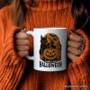 Long Live Halloween Personalized Mug, Retro Black Cat Pumpkin Gift with Custom Name